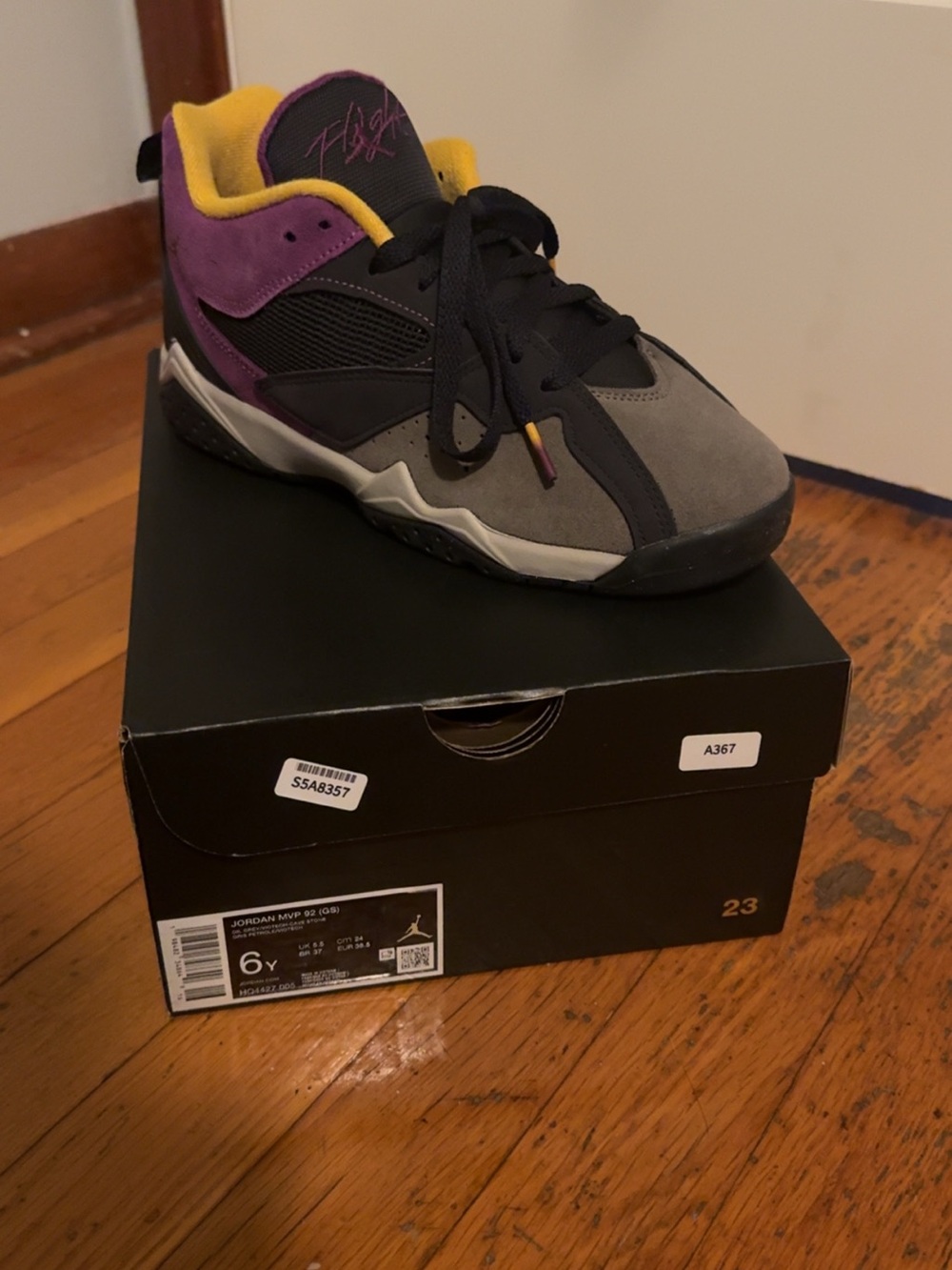 Jordan MVP 92 Gray, Purple & Yellow Basketball Sneakers